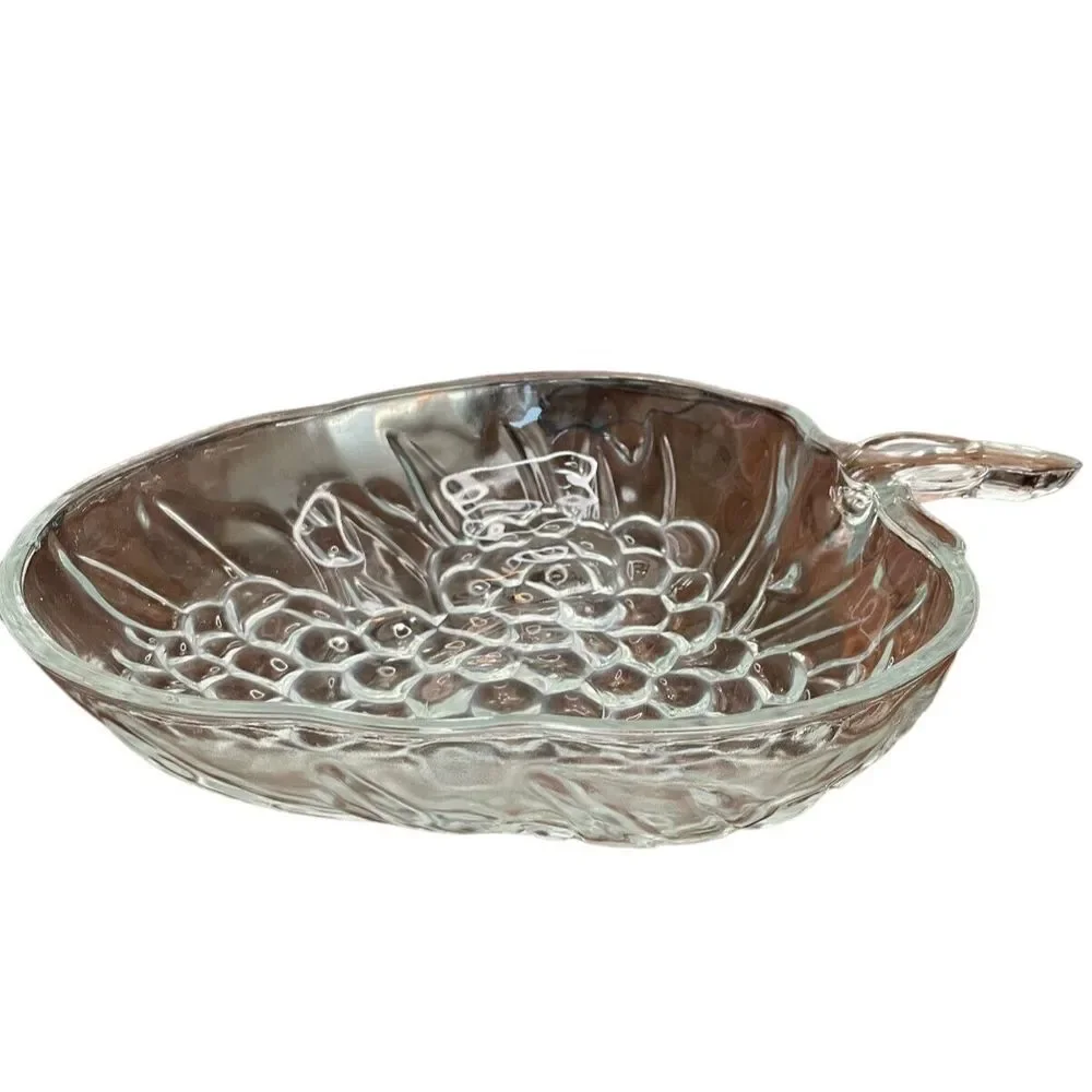 Vintage Glass Grape Shaped‎ Clear Glass Large Fruit Serving Bowl Embossed